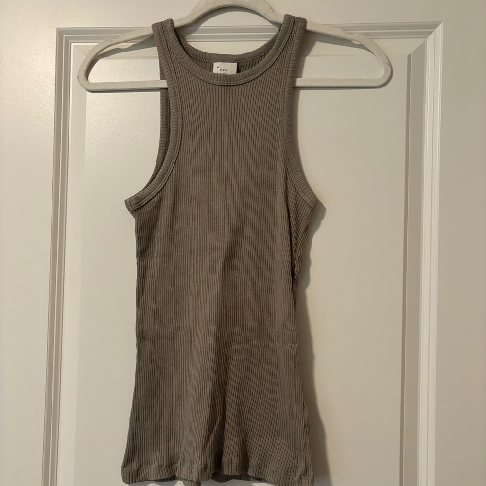 A New Day Taupe Ribbed Knit Top